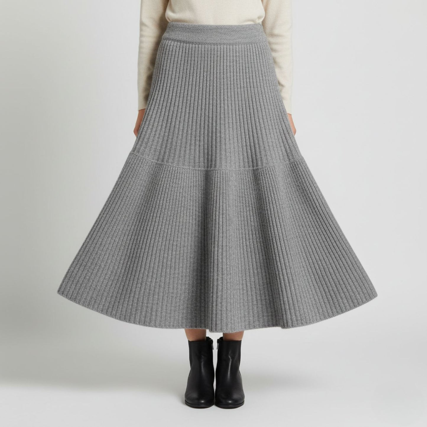 Graceful A-Line Knit Skirt for Effortless Winter Elegance