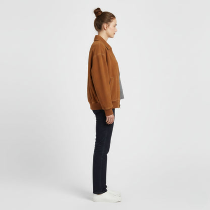Women’s Suede Bomber Jacket for Effortless Street-to-Evening Style