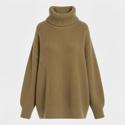 Cozy Oversized Turtleneck Sweater with Elegant Vintage Charm