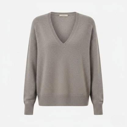 Cozy V-Neck Cashmere Sweater with Minimalist Design