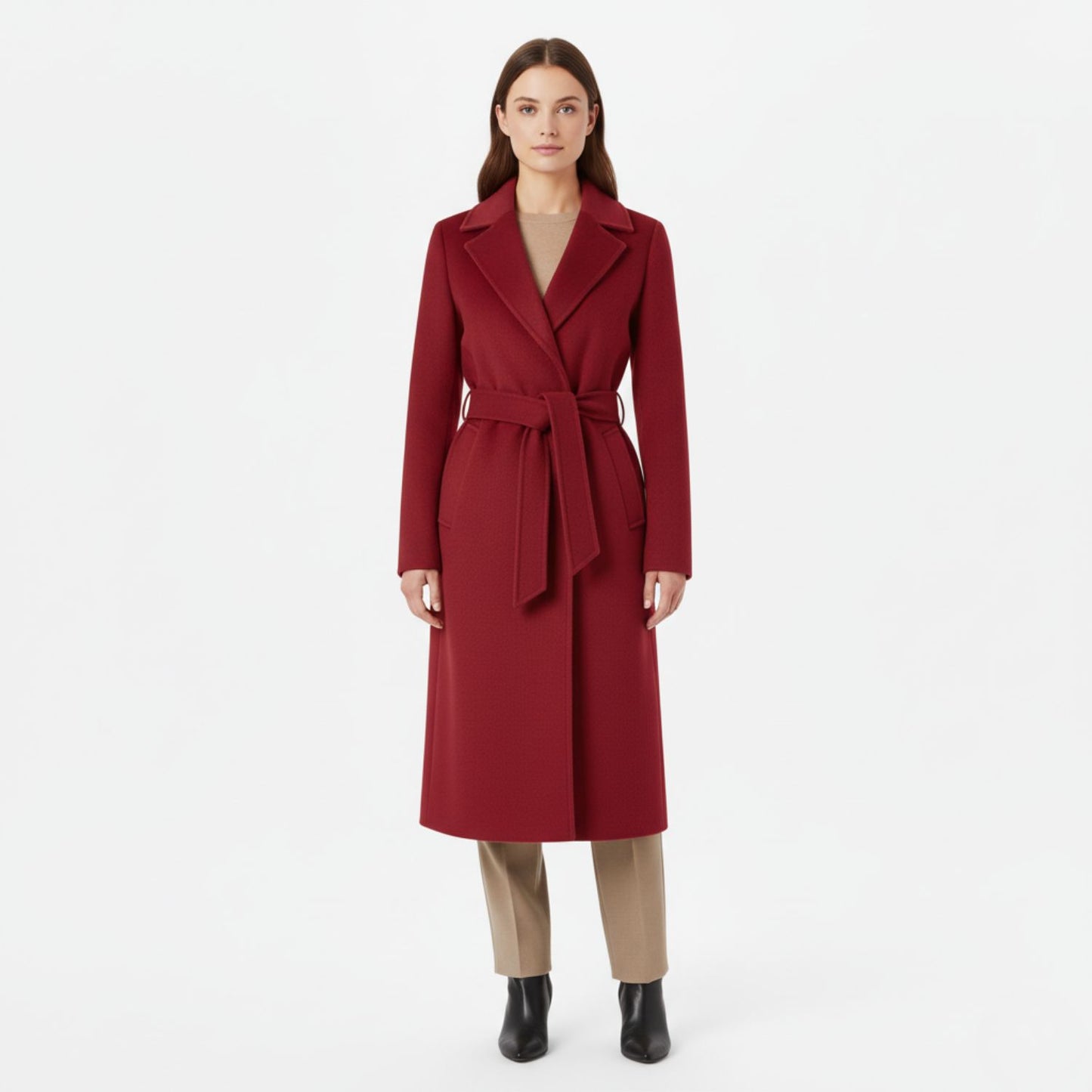 Elegant Belted Overcoat with Refined Tailored Design