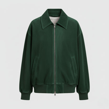 Women’s Suede Bomber Jacket for Effortless Street-to-Evening Style