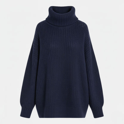 Cozy Oversized Turtleneck Sweater with Elegant Vintage Charm