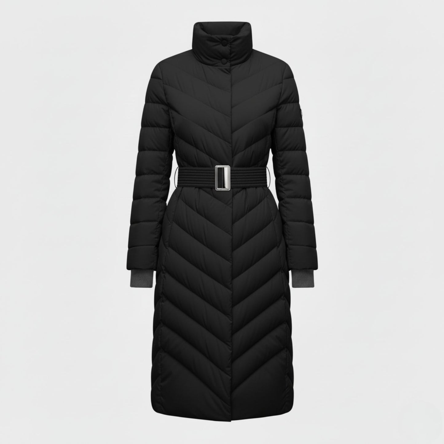 Belted Down Jacket with Elegant Tailored Silhouette