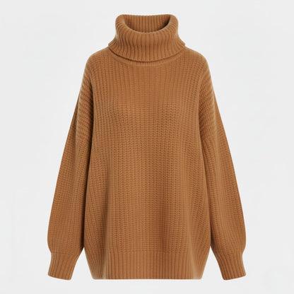 Cozy Oversized Turtleneck Sweater with Elegant Vintage Charm