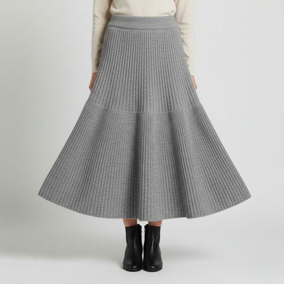 Graceful A-Line Knit Skirt for Effortless Winter Elegance