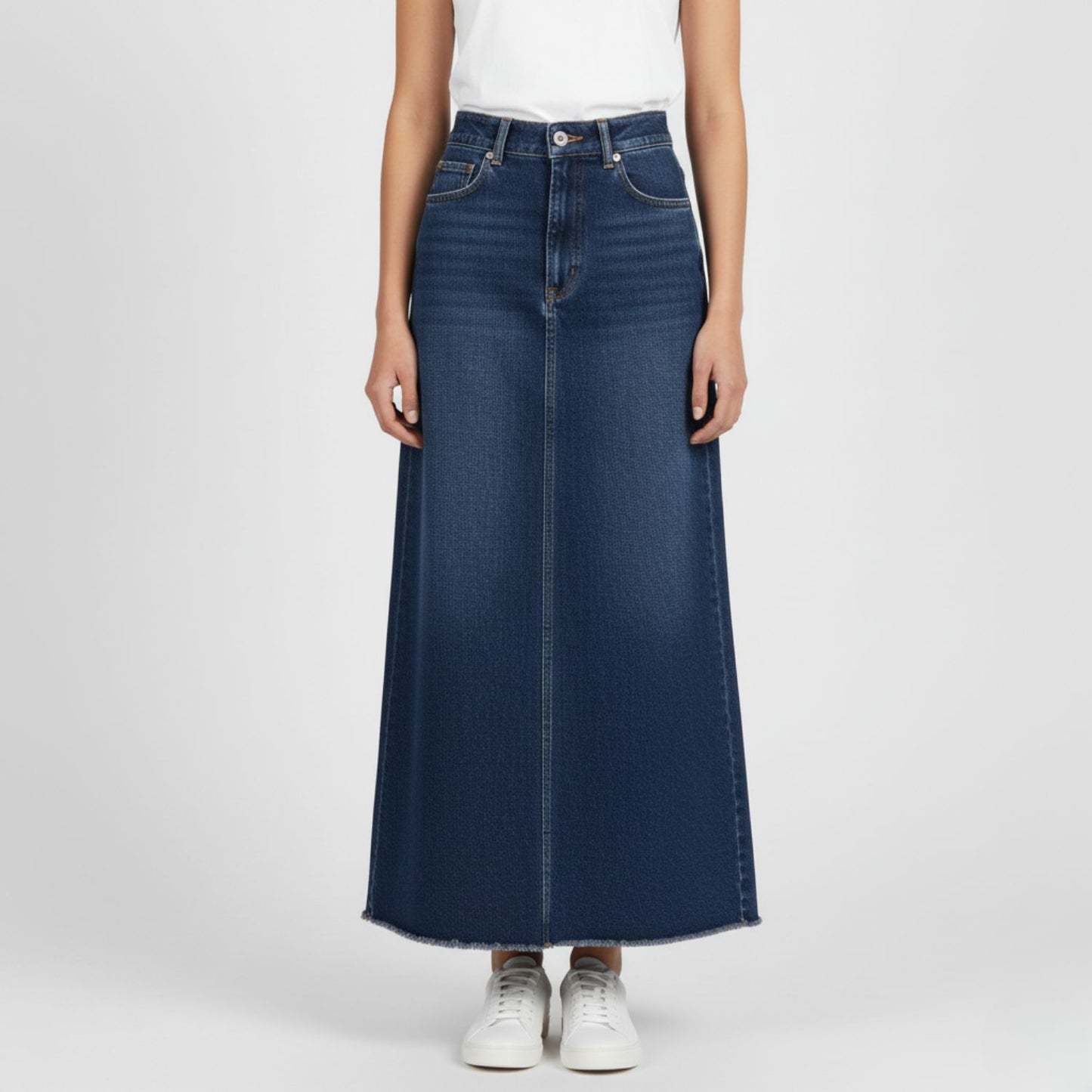 Vintage Denim Maxi Skirt with Effortless Modern Edge