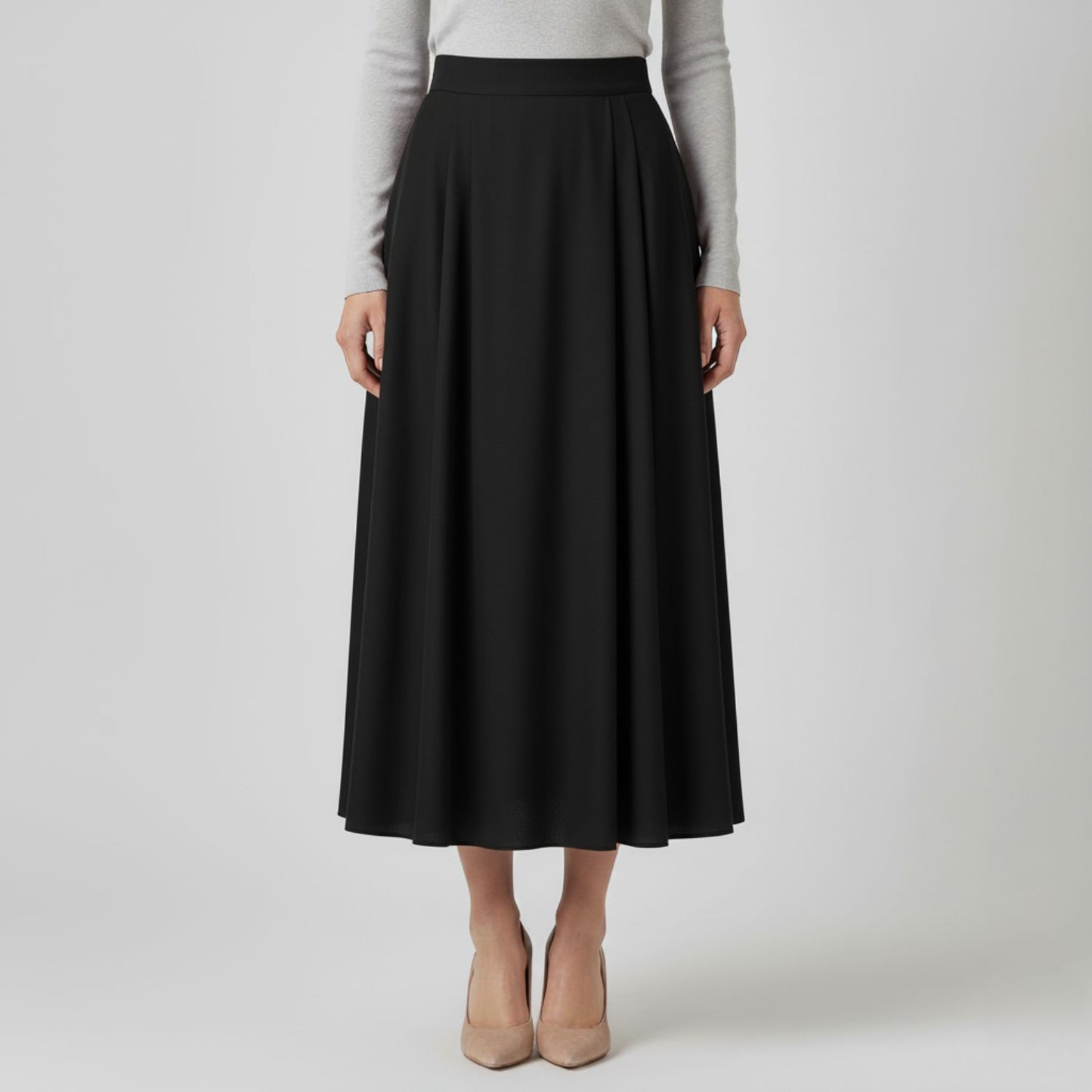 Elegant High-Waist Midi Skirt for Effortless Day-to-Night Style