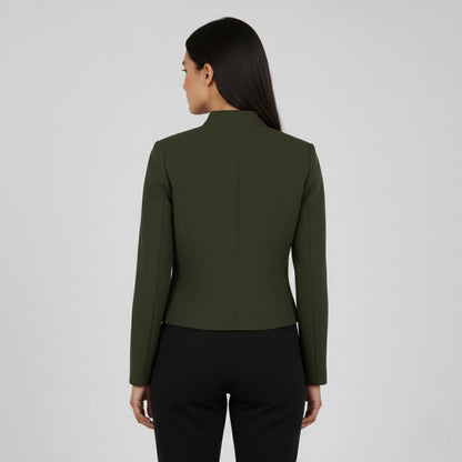 Cropped Zip-Front Jacket with Sleek Structured Fit