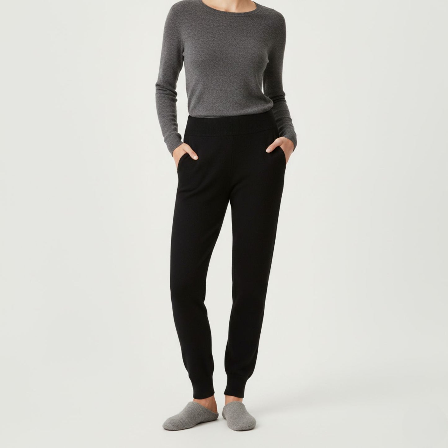 Cozy High-Waist Lounge Pants with Buttery-Soft Cashmere Blend