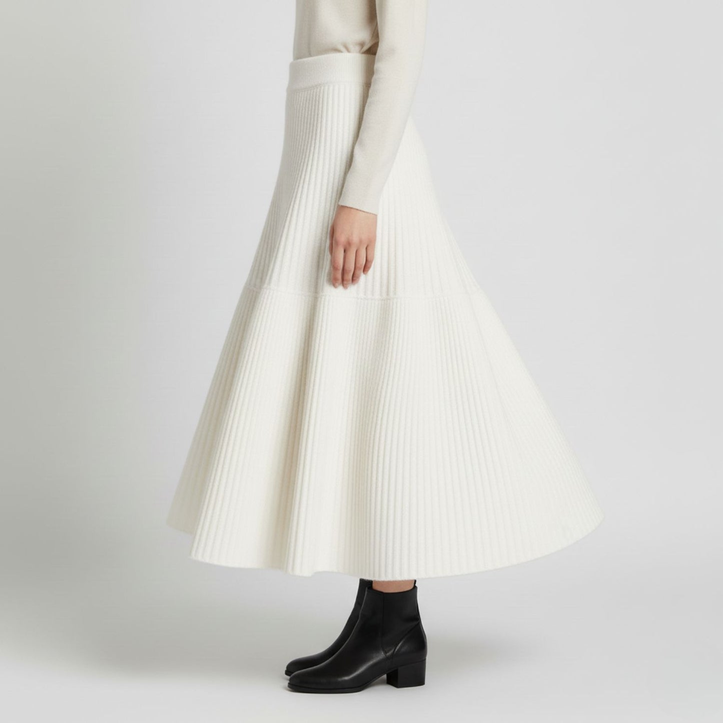 Graceful A-Line Knit Skirt for Effortless Winter Elegance