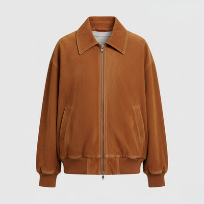 Women’s Suede Bomber Jacket for Effortless Street-to-Evening Style