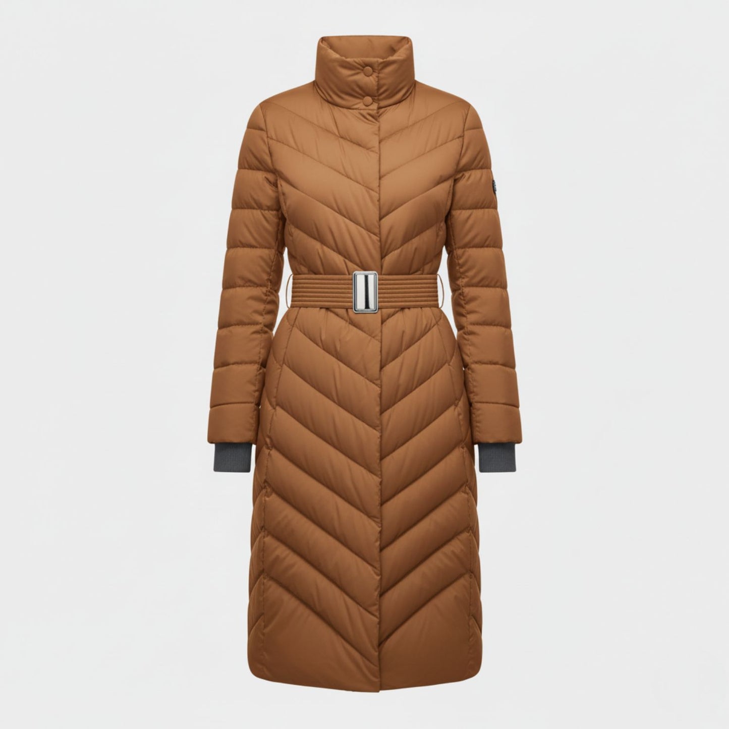 Belted Down Jacket with Elegant Tailored Silhouette