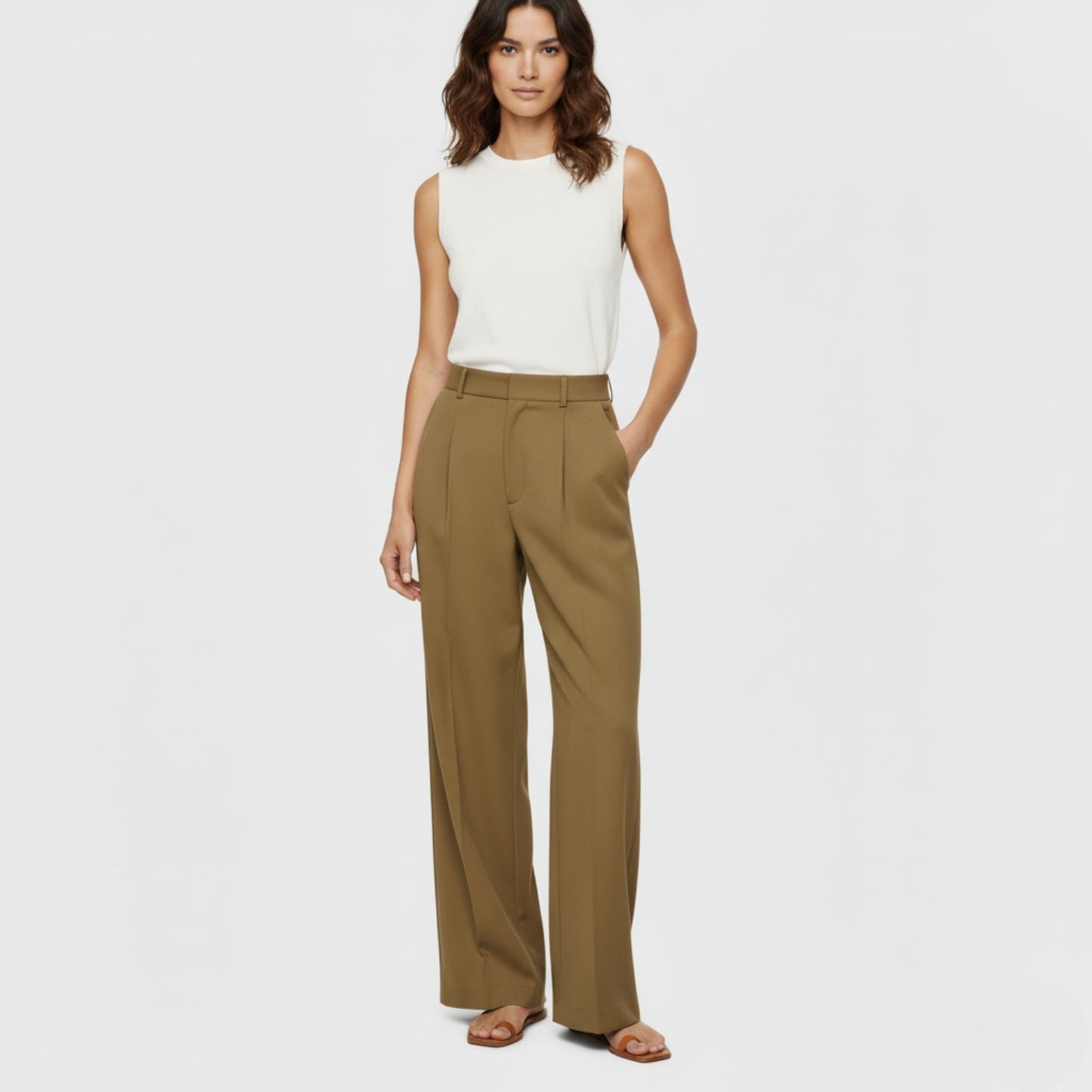 Tailored Wide-Leg Trousers with High-Waist Sophistication