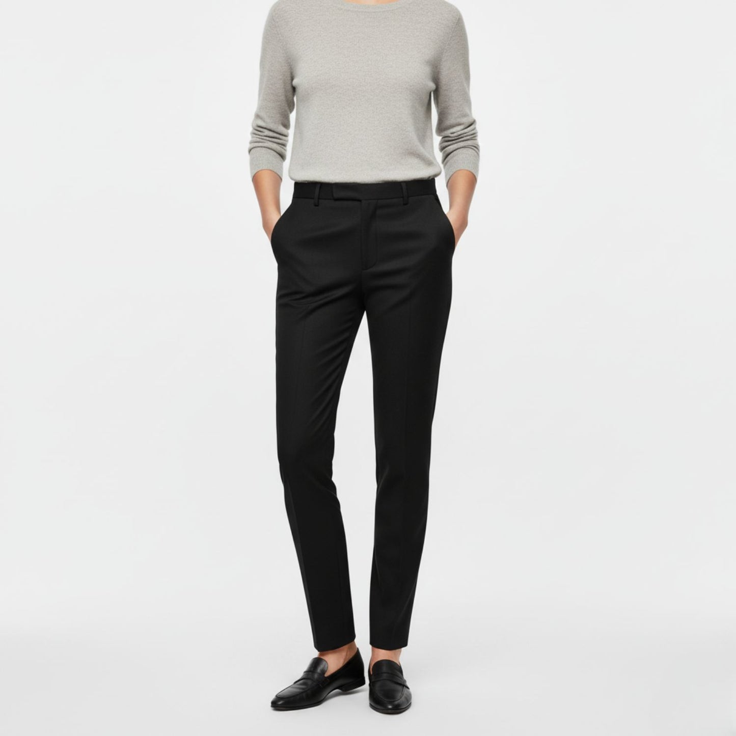 Tailored Wool Trousers with Sleek Tapered Silhouette