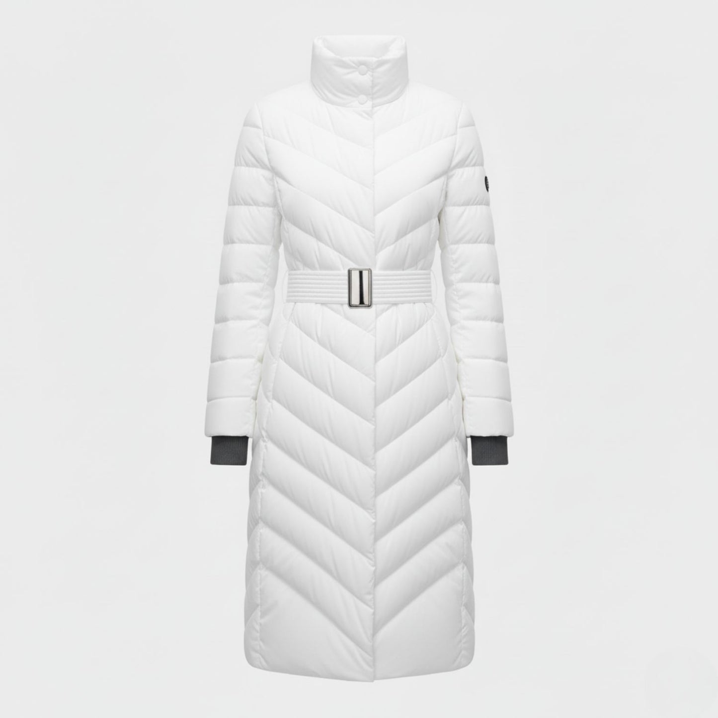Belted Down Jacket with Elegant Tailored Silhouette