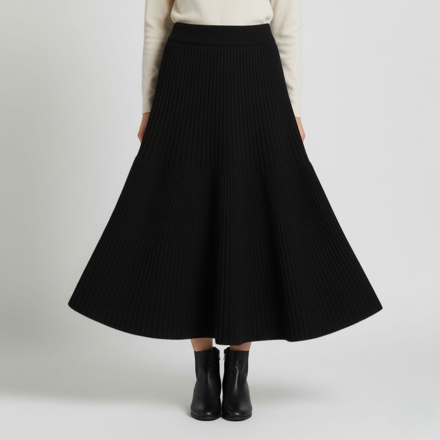 Graceful A-Line Knit Skirt for Effortless Winter Elegance