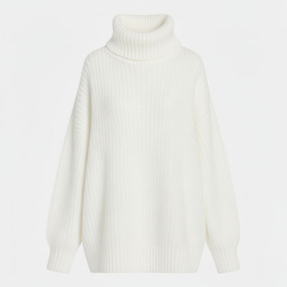 Cozy Oversized Turtleneck Sweater with Elegant Vintage Charm