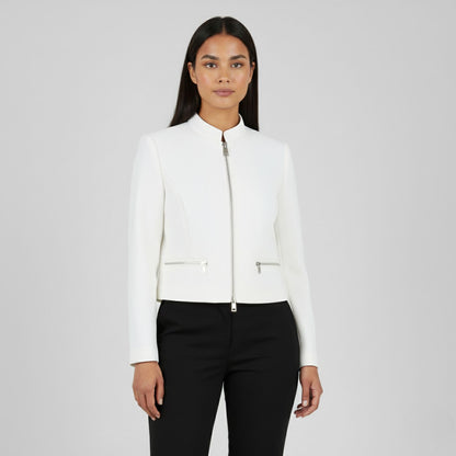 Cropped Zip-Front Jacket with Sleek Structured Fit