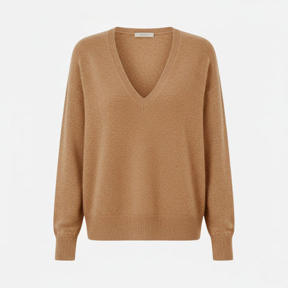 Cozy V-Neck Cashmere Sweater with Minimalist Design