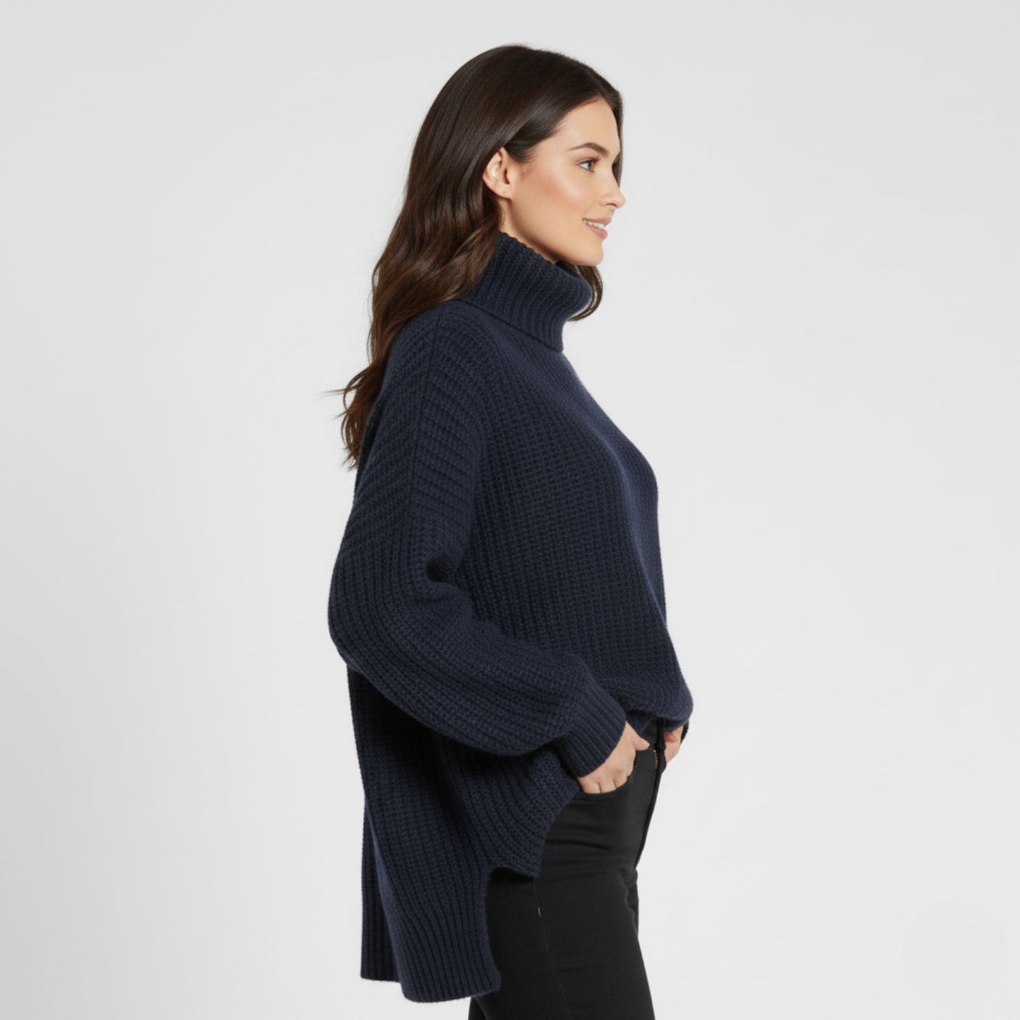 Cozy Oversized Turtleneck Sweater with Elegant Vintage Charm
