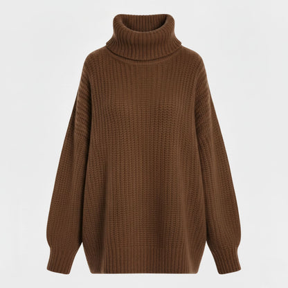 Cozy Oversized Turtleneck Sweater with Elegant Vintage Charm