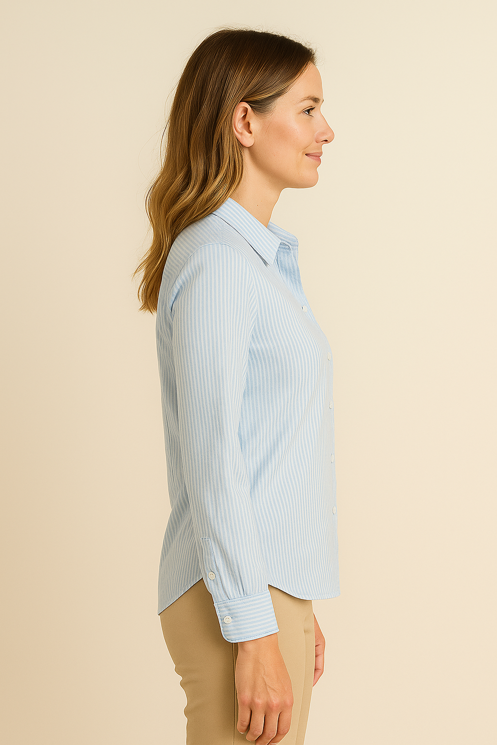 Blauwe ruffle blouse met knoopsluiting en ruches